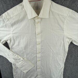 Eton Ivory Button Up Shirt Long Sleeve Men Cotton 16.5 Contemporary Woven French
